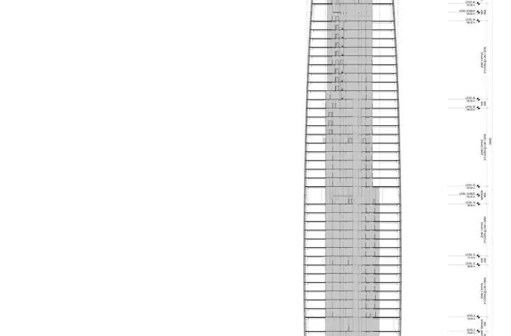 Star River Headquarters skyscraper in Guangzhou, China - elevation cross-section 