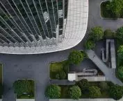 Wieżowiec Star River Headquarters w chińskim Kantonie (Guangzhou) – widok z lotu ptaka