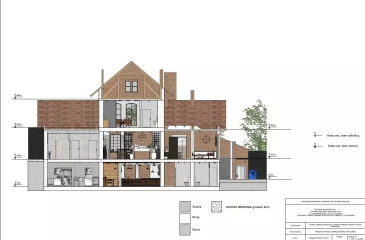 cross-section through the north-south elevation
