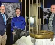 Curators of the exhibition, from left: Dr. Łukasz Galusek, Natalia Żak, Dr. Michał Wiśniewski