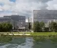 Modernizacja parku po byłej fabryce rafinerii ropy naftowej w Hangzhou – widok na istniejące budynki, które zostaną zachowane i przekształcone w przestrzenie biurowe lub handlowe