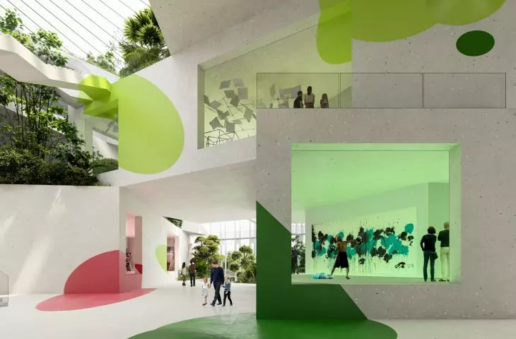 Modernizacja parku po byłej fabryce rafinerii ropy naftowej w Hangzhou – wizualizacja wnętrza muzeum  