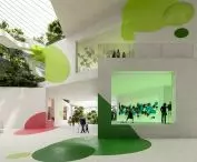 Modernization of the park after the former oil refinery factory in Hangzhou - visualization of the museum interior  