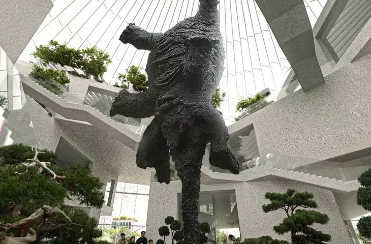 Modernizacja parku po byłej fabryce rafinerii ropy naftowej w Hangzhou – wizualizacja wnętrza muzeum  