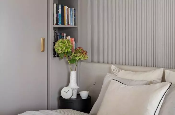 Light gray build-up provides storage space