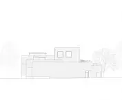 Zisha mineral springs museum in Huanglong valley (Dingshu, China) - drawing of the eastern elevation 