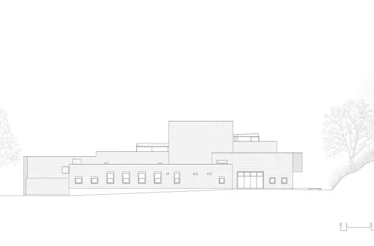 Zisha mineral springs museum in Huanglong valley (Dingshu, China) - north elevation drawing  