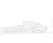 Zisha mineral springs museum in Huanglong valley (Dingshu, China) - north elevation drawing  