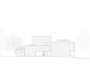 Zisha mineral springs museum in Huanglong valley (Dingshu, China) - drawing of the west elevation  