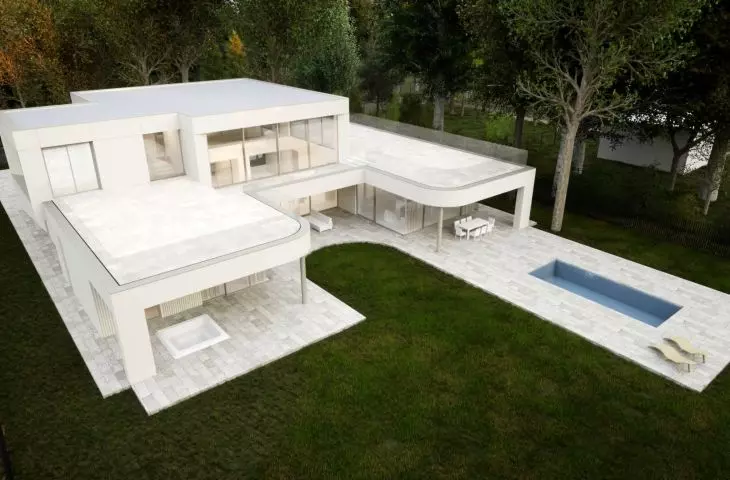 The building is C-shaped