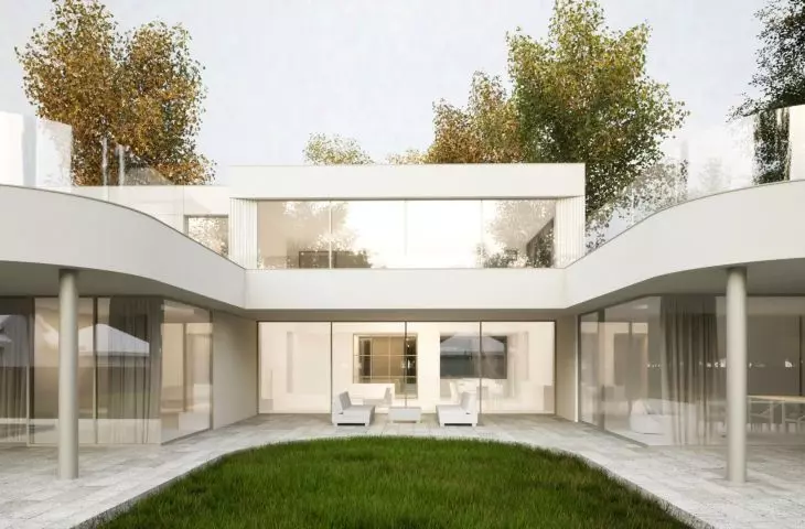 The garden side is dominated by streamlined lines