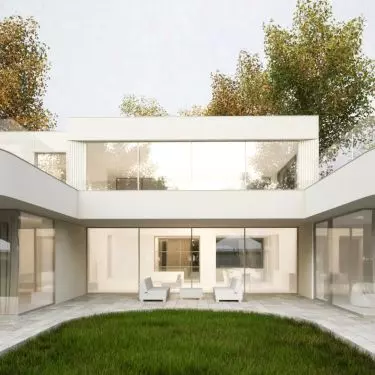 The garden side is dominated by streamlined lines