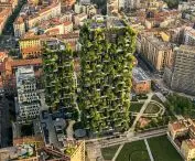 Bosco Verticale (Italian for 'Vertical Forest' or 'Vertical Forest') in Milan - a bird's eye view of the skyscrapers 
