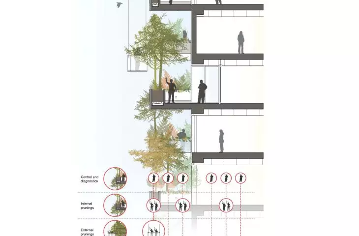 Bosco Verticale (Italian for 'Vertical Forest' or 'Vertical Forest') in Milan - planting scheme 