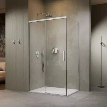 In a small bathroom, a shower stall with sliding doors will work better