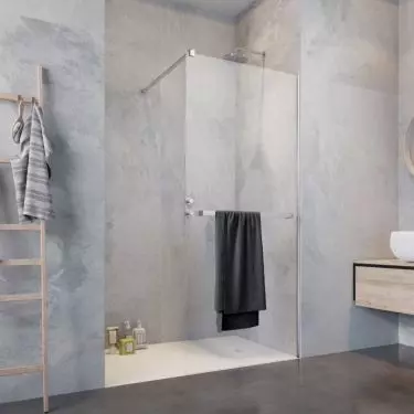 Minimalist shower will not overwhelm a small bathroom