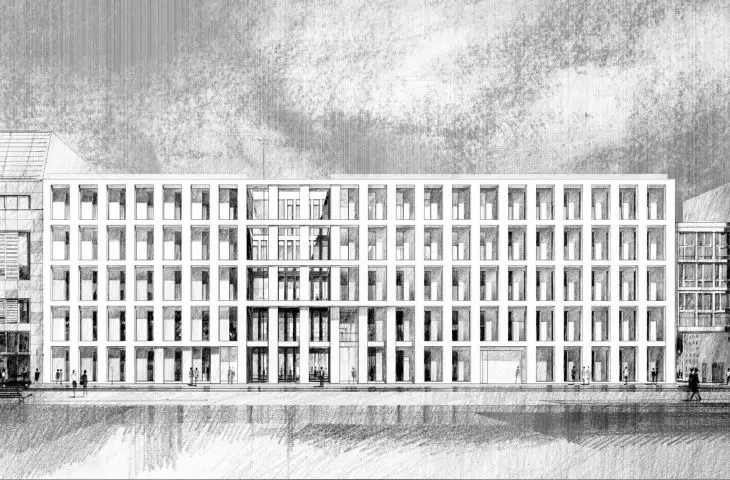 sketch of embassy facade