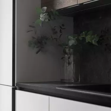 Kitchen cabinets with bright fronts were created according to the architect's design