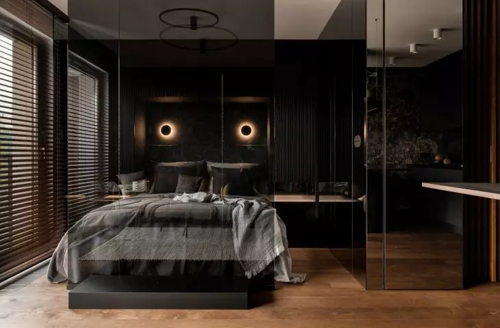 Bedroom with glass wall