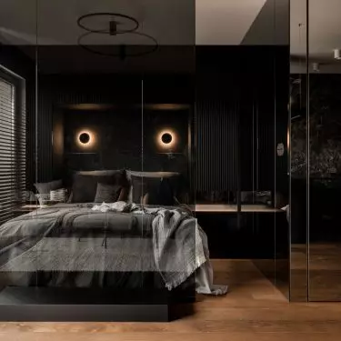 Bedroom with glass wall