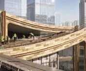 Cultural and Business Center in Xi'an, China - the roofs of the commercial podium, with a stepped structure, reaching nearly 24 meters, create the impression of an integrated whole that connects to terraces, gardens and plazas