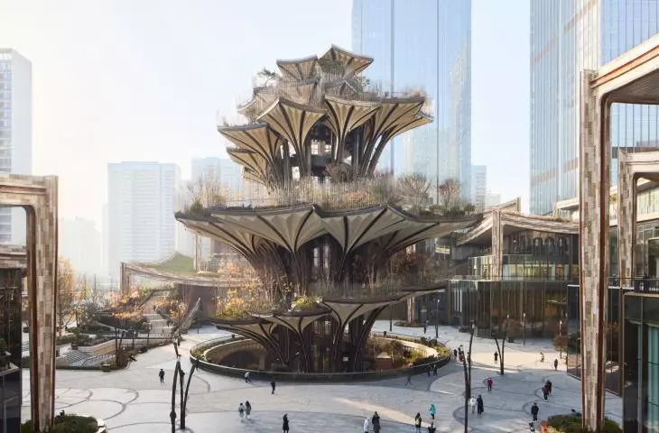 Cultural and Business Center in Xi'an, China - view of the Xi'an Tree in the heart of the district 