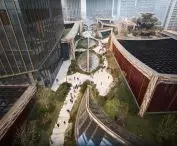 Cultural and Business Center in Xi'an, China - bird's eye view 