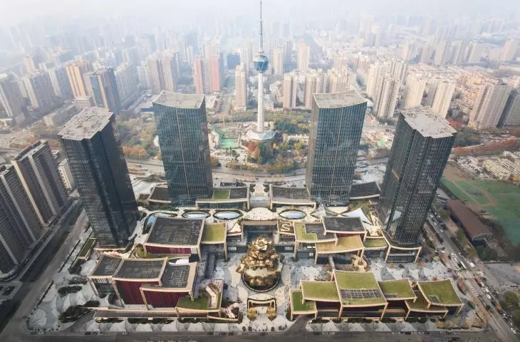Cultural and Business Center in Xi'an, China - a bird's eye view of the CCBD district