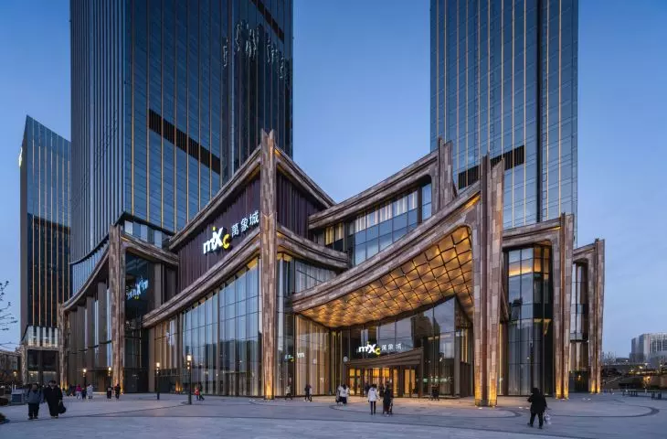 Cultural and Business Center in Xi'an, China - view of the glass podium 