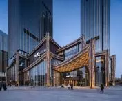 Cultural and Business Center in Xi'an, China - view of the glass podium 