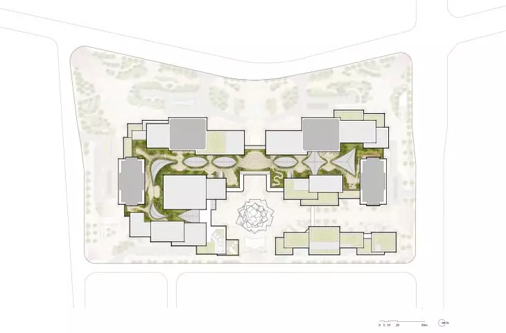Centrum Kultury i Biznesu w Xi’an, Chiny — plan dachu 