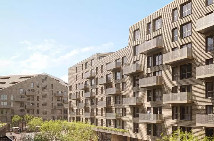 Between the buildings, the designers planned a quiet, well-lit public courtyard with greenery, rest areas and cafes. 
