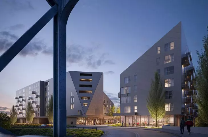 The building will be distinguished by sloping cuts of the facades