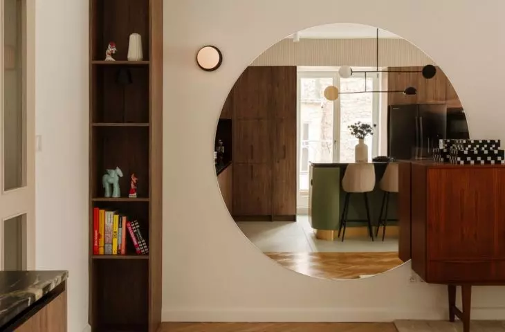 Beige walls provide a tranquil backdrop for eclectic decor