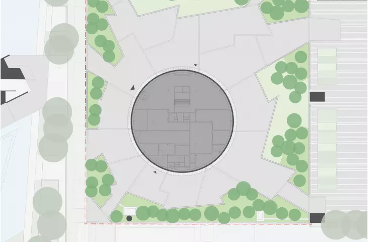 Magazyn kolekcji dzieł sztuki Muzeum Boijmans Van Beuningen w Rotterdamie — plan zagospodarowania przestrzennego 