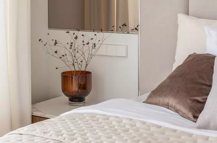 Three different types of lighting were used in the bedroom