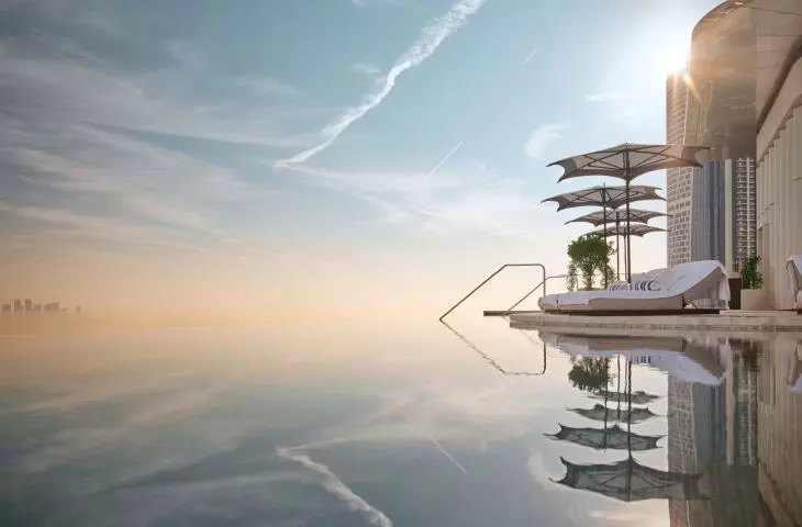Hotel „The Lana” oraz budynek mieszkaniowy „The Lana Residences” w Dubaju — na dachu kompleksu znajduje się basen 