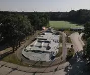 Concrete skatepark in Zielonka near Warsaw.