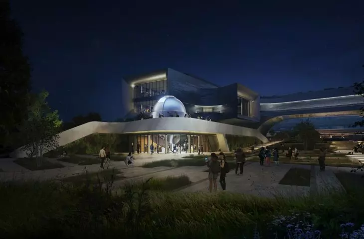 New Science Centre in Singapore - visualization of the nighttime appearance of the New Science Centre observatory