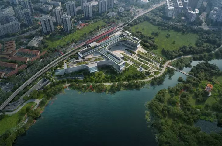 Nowe Centrum Nauki w Singapurze — projekt będzie oparty na nieregularnym planie, składając się z czterech połączonych prostokątnych brył