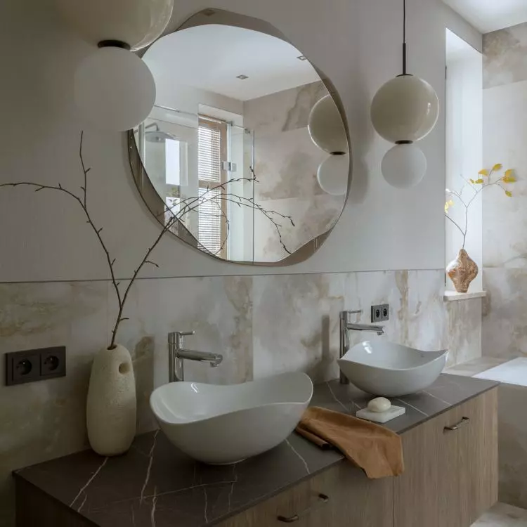 Sculptural washbasins add artistic touch to space