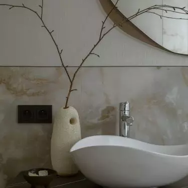 Sinks have organic shapes
