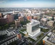 Narodowe Centrum Systemów Transportowych im. Johna A. Volpego — widok na budynek z lotu ptaka