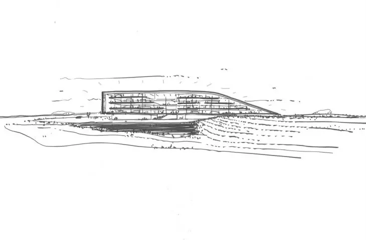 Mascot International's new headquarters and logistics center in Pårup, Denmark - sketch of the project 