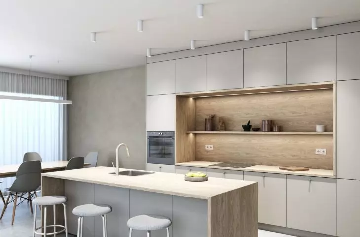 In the kitchen, it is advisable to use several layers of light
