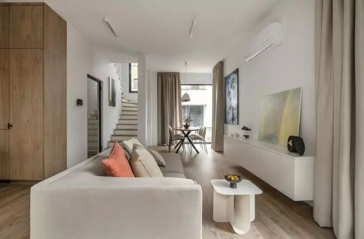 The interior has been decorated in modern organic style