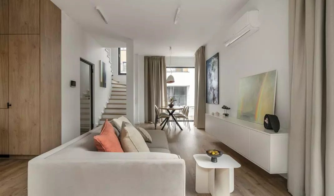 The interior has been decorated in modern organic style