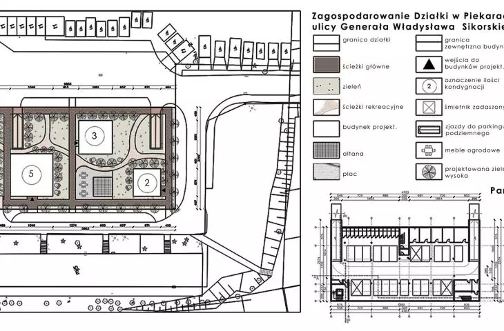 zagospodarowanie i rzut parkingu