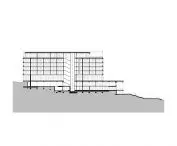 Corvinus Gellért campus in Budapest - cross-section of the building  