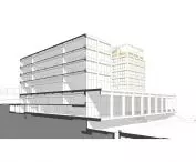 Corvinus Gellért campus in Budapest - cross-section of the building  